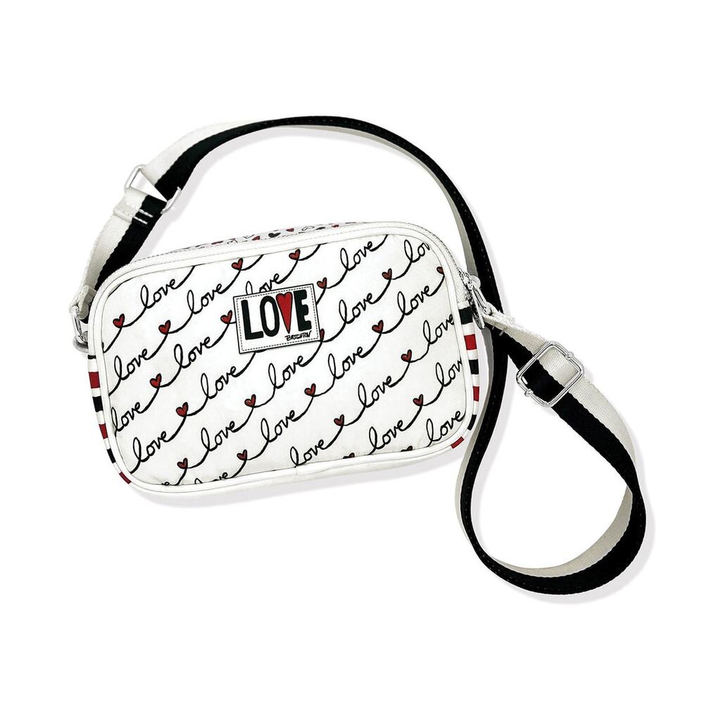 NWT Brighton Crossbody Bag Purse Love Valentines Day Canvas Scroll